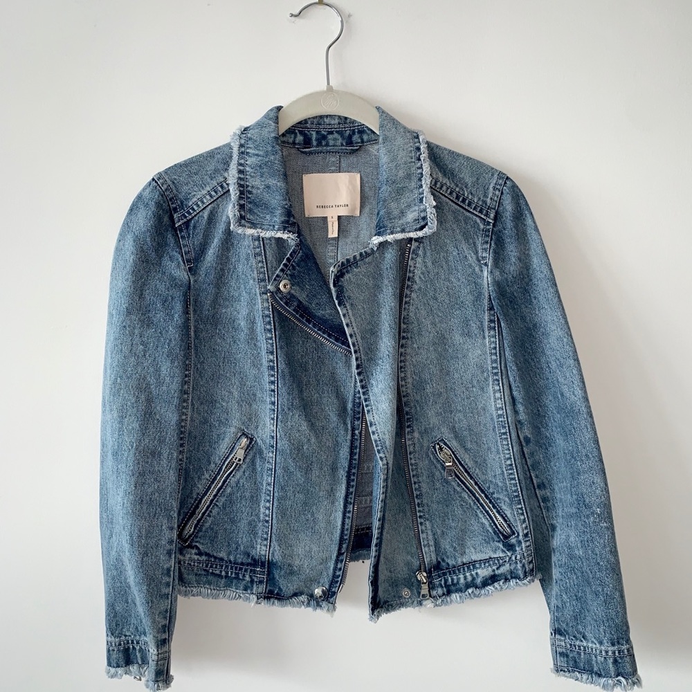 Rebecca Taylor Washed Denim Moto Jacket